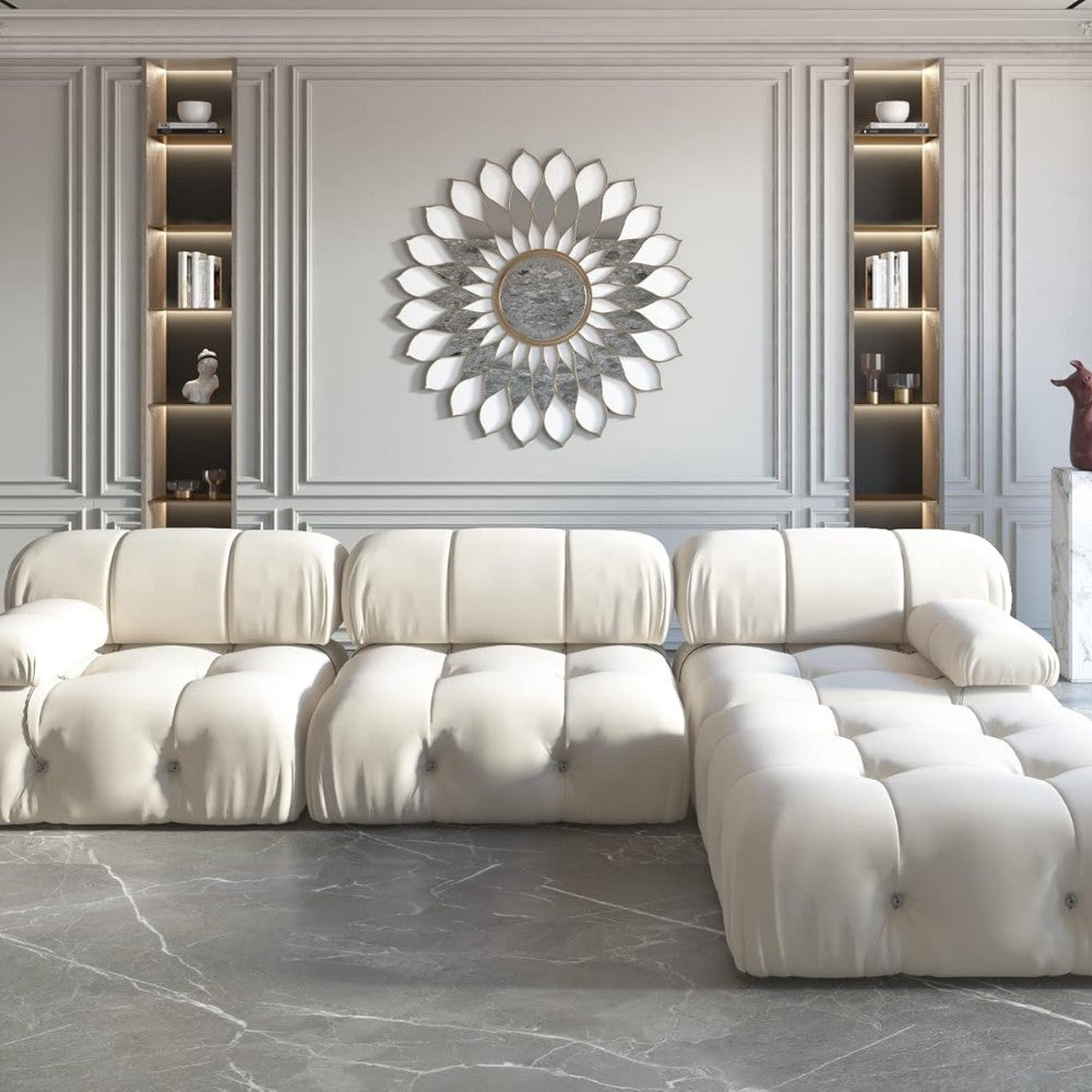 Takumi Velvet Modular Sofa (Beige)