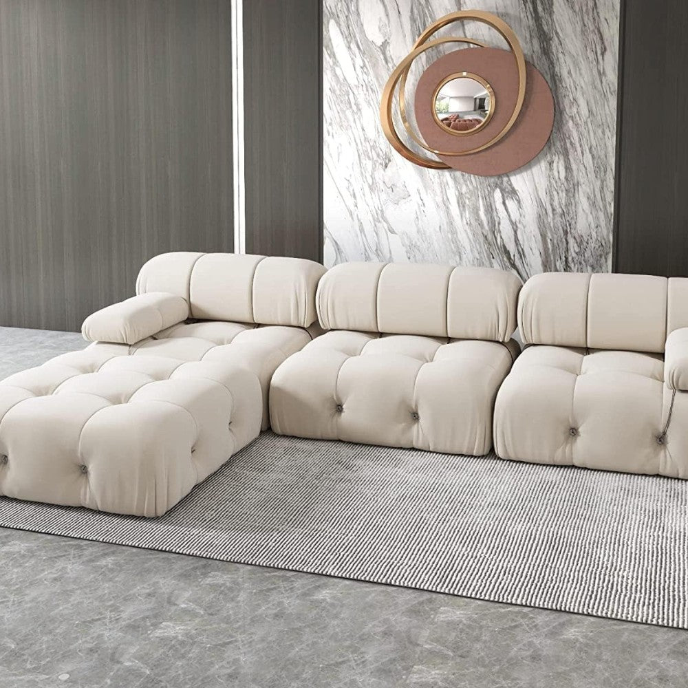 Takumi Velvet Modular Sofa (Beige)