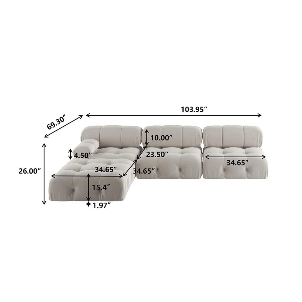 Takumi Velvet Modular Sofa (Beige)