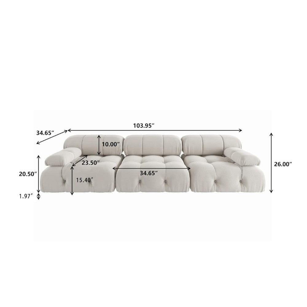 Takumi Velvet Modular Sofa (Beige)