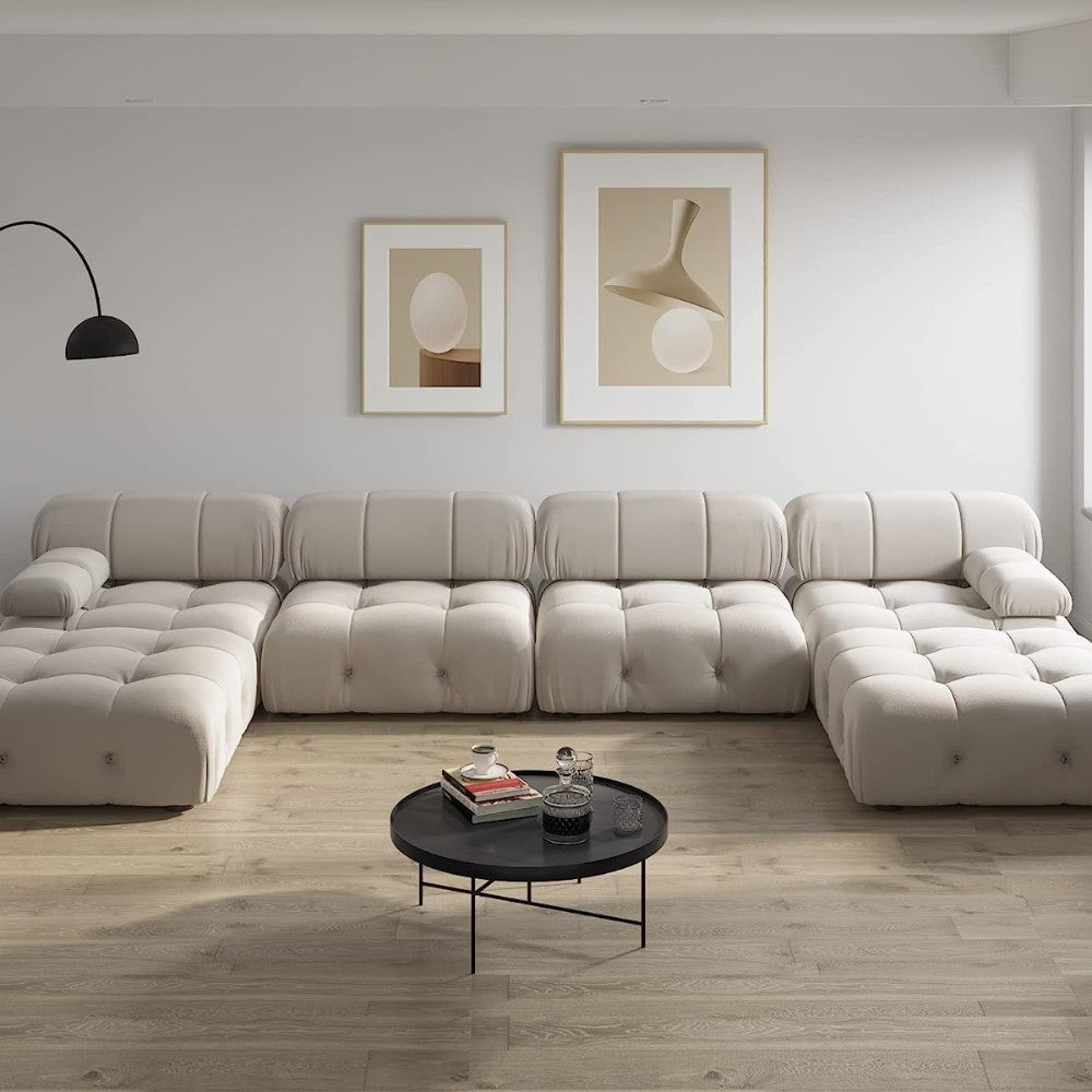 Takumi Velvet Modular Sofa (Beige)